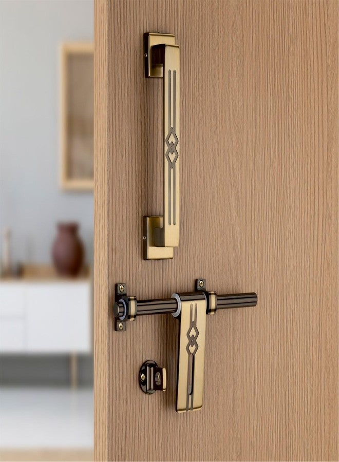 كومباس مجموعة كاملة من ملحقات تركيب الأبواب المزدوجة الثقيلة من الفولاذ المقاوم للصدأ من كومباس سيكو (قطعة واحدة للفتح، مزلاج واحد، 4 مقابض، مزلاجان برجيان، قطعتان لإيقاف الباب | 12 بوصة | لمسة نهائية عتيقة) - Image 2